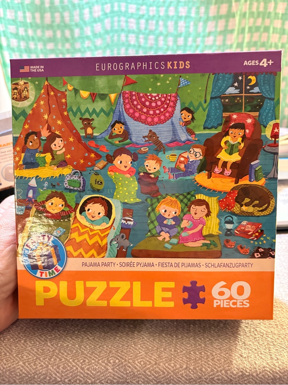 Eurographics Kids Pajama Party Puzzle - Orange & Purple, 60 Pieces. Ages 4 +